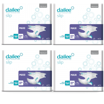 4x30 Dailee Slip Premium Maxi L/XL, 8 Tropfen Inkontinenz Windeln Neu!