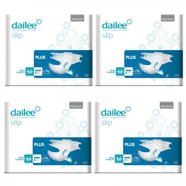 4x30 Dailee Slip Premium Plus  L/XL, 6 Tropfen Inkontinenz Windeln