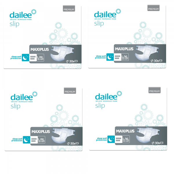 4x30 Dailee Slip Premium Maxi Plus  L/XL, 9 Tropfen Inkontinenz Windeln